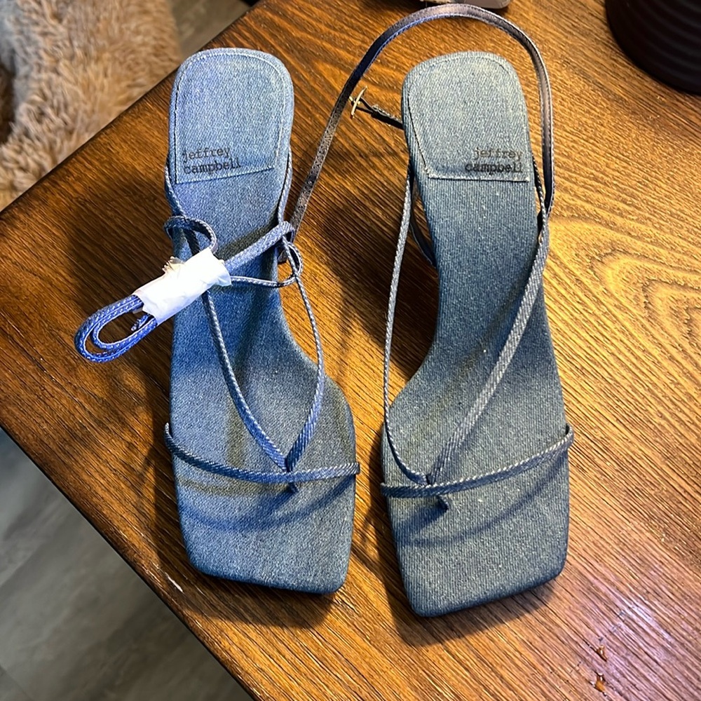 Denim Strap Kitten heels sandals